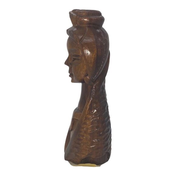 Monkeypod Vintage Hawaiian Hand Carved Lady Figurine - Picture 2 of 8